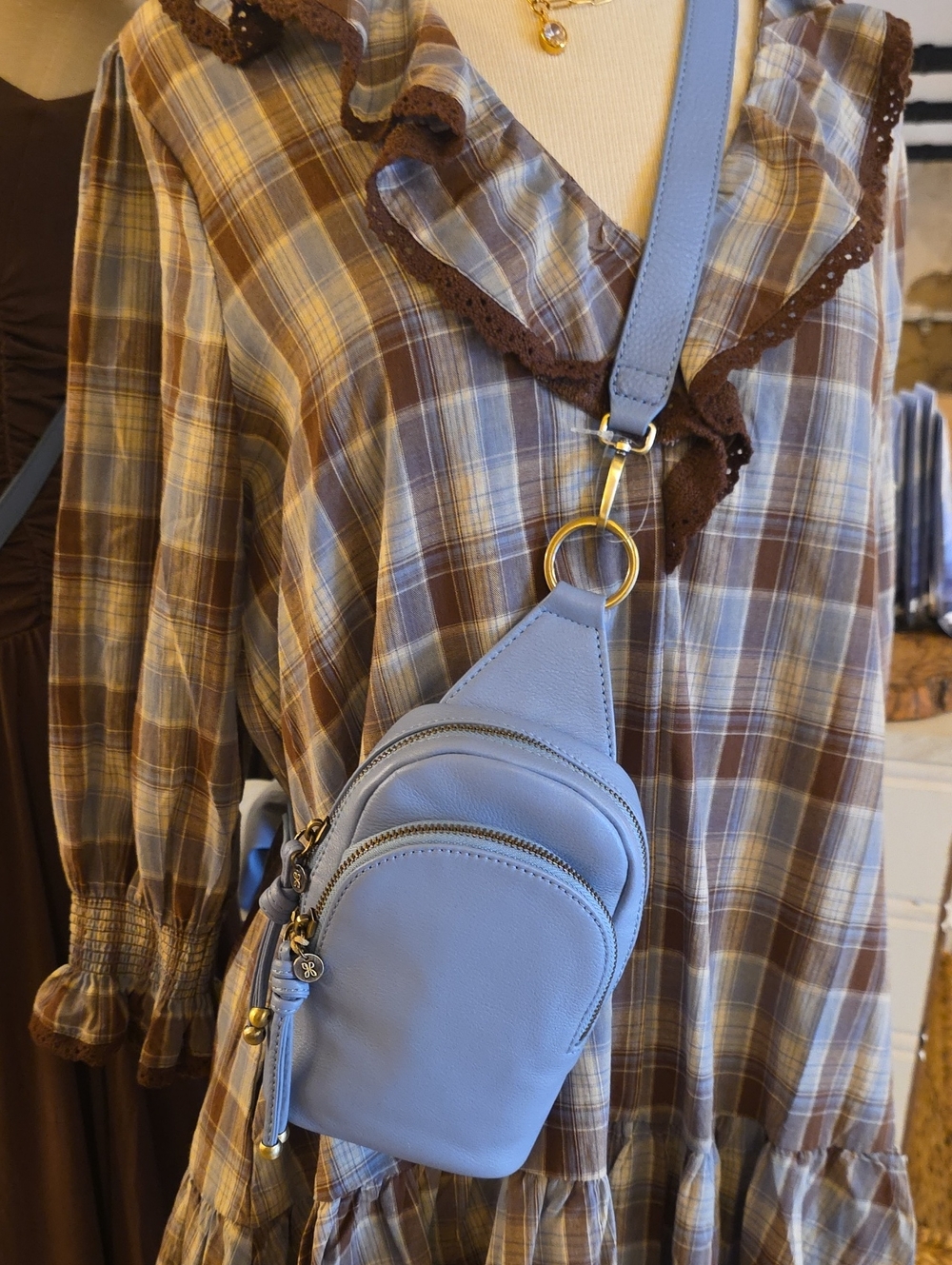 Hobo Case Small Sling NEW Leather Crossbody Bag - Light Blue☆ Seabreeze